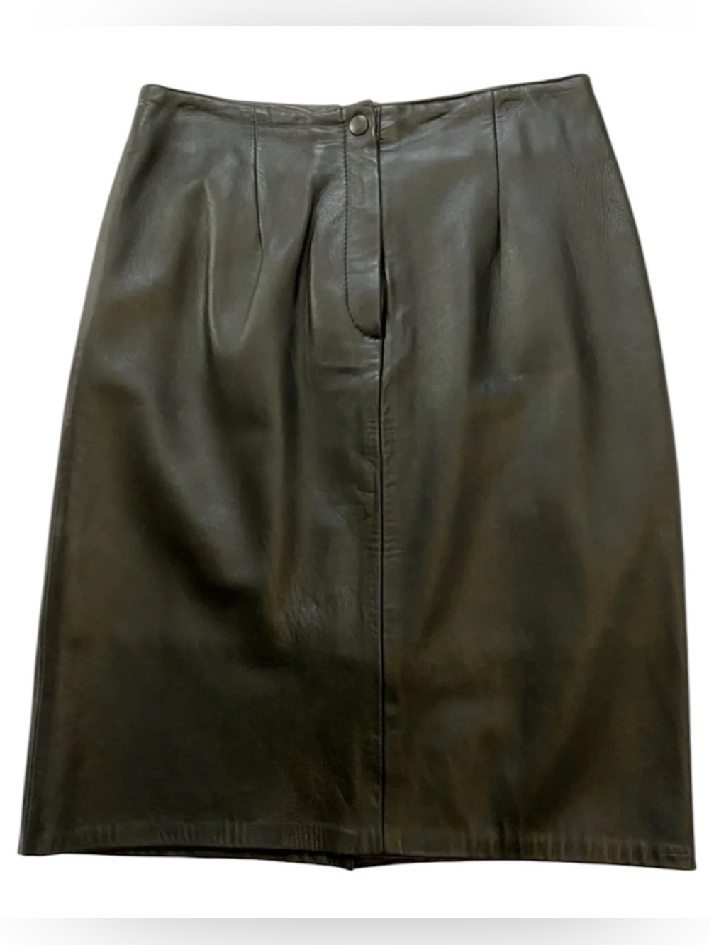 Vintage 80s Lanna Black Leather Pencil Skirt High Waist Made in USA Size S 4/6